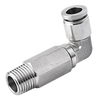 10mm O.D. Tube, PT, R, BSPT 1/8 Thread Extended Male Elbow 316 Stainless Steel Push in Fitting
