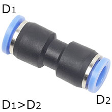 1/2 Inch O.D Tube to 3/8 Inch O.D Tube Union Straight Reducer Push in Fitting