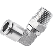 12mm O.D. Tube, R, PT, BSPT 1/4 Thread Male Elbow 316 Stainless Steel Push in Fitting