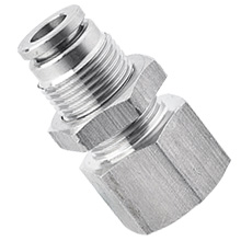 10mm O.D. Tube, PT, R, BSPT 1/4 Thread Bulkhead Female Connector 316 Stainless Steel Pneumatic Fitting