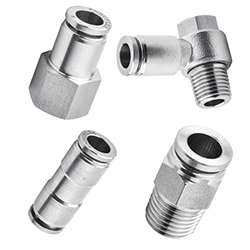 NPT Thread Stainless Steel Push in Fittings, 316 Stainless Steel Pneumatic Fittings