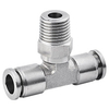 4mm O.D. Tube, PT, R, BSPT 1/8 Thread Male Branch Tee 316 Stainless Steel Push in Fitting