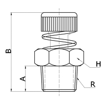 drawing of BESLD-N04 | 1/2 NPT Thread Brass Speed Control Silencer | Pneumatic Silencer
