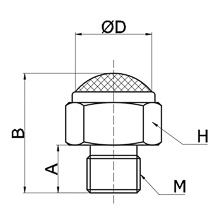 drawing of BSLV-M6 x 1 | M6 x 1 Thread Brass Silencer with Stainless Steel Breather Mesh