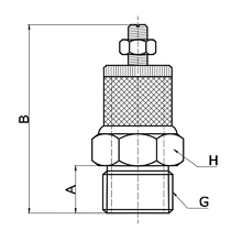 drawing of BESL-S-G08 | 1 BSPP, BSP, G Thread Sintered Bronze Slot Speed Control Silencer | Pneumatic Silencer