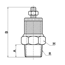 drawing of BESL-S-06 | 3/4 PT, R, BSPT Thread Sintered Bronze Slot Speed Control Silencer | Pneumatic Silencer