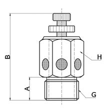 drawing of BESLC-G01 | 1/8 BSPP, BSP, G Thread Brass Flow Control Silencer | Pneumatic Silencer