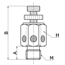 drawing of BESLC-M6 x 1 | M6 x 1 Thread Brass Flow Control Silencer | Pneumatic Silencer