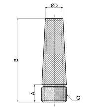 drawing of BSLDE-G02 | 1/4 BSPP, BSP. G Thread Extended Sintered Bronze Silencer| Pneumatic Silencer