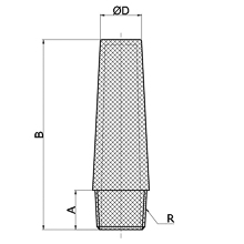drawing of BSLDE-02 | 1/4 R, PT, BSPT Thread Extended Sintered Bronze Silencer| Pneumatic Silencer