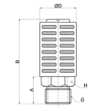 drawing of PST-G04 | 1/2 BSPP, BSP, G Thread Plastic Silencer | Pneumatic Air Silencer
