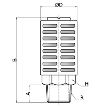 drawing of PST-01 | 1/8 PT, R, BSPT Thread Plastic Silencer | Pneumatic Air Silencer