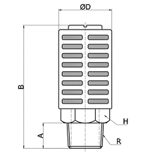 drawing of PST-04 | 1/2 PT, R, BSPT Thread Plastic Silencer | Pneumatic Air Silencer