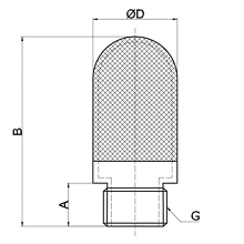 drawing of PSE-G01 | 1/8 BSPP, BSP. G Thread Porous Plastic Muffler | Pneumatic Muffler