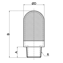 drawing of PSE-06 | 3/4 PT, R, BSPT Thread Porous Plastic Muffler | Pneumatic Muffler