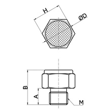 drawing of BSLM-M5 x 0.8 | M5 x 0.8 Male Thread Sintered Bronze Breather Vent Silencer | Pneumatic Air Silencer