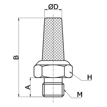 drawing of SSL-U10 | 10-32 UNF Thread Standard Sintered Stainless Steel Muffler | Pneumatic Muffler