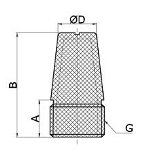 drawing of BSLD-M8 x 1.25 | M8 x 1.25 Thread Sintered Bronze Muffler | Pneumatic Muffler