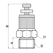 drawing of BESLC-G02 | 1/4 BSPP, BSP, G Thread Brass Flow Control Silencer | Pneumatic Silencer