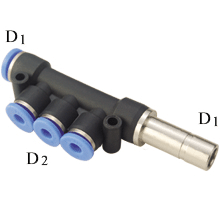 One Touch Tube Fitting - Plug-in Reducer Triple Branch