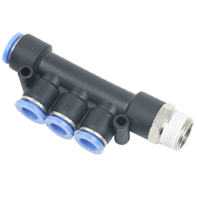 10mm O.D Tubing, PT, T, BSPT 1/2 Thread Male Triple Branch Pneumatic Fitting