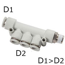 Push to Connect Fitting - Male Triple Branch Reducer
